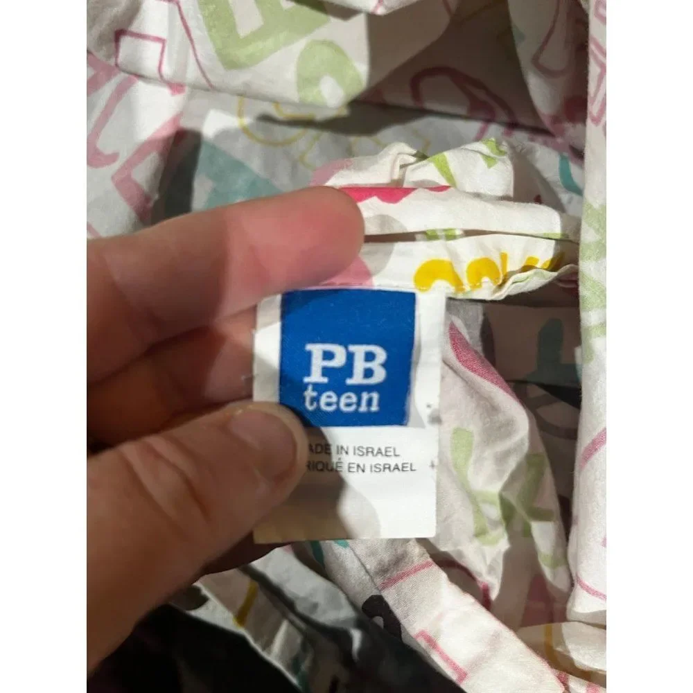 Colorful POTTERY BARN TEEN full queen duvet cover PEACE